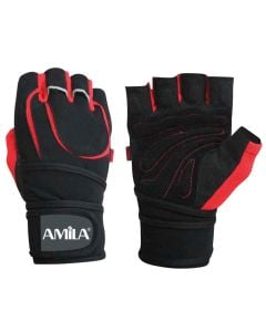 Gym gloves, Amila, size L, color red with black