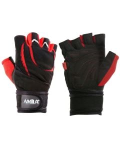 Gym gloves, Amila, size XL, color red with black