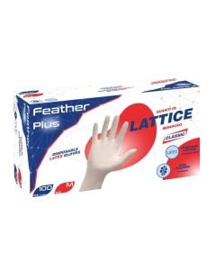 Disposable latex work gloves with powder, Feather Plus 100, size M