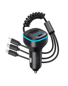Car charger + plug, XO, BCC07, 3.1A, micro USB, Type-C, Lightning plug