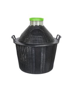 Glass decanter 34 L with plastic knitting