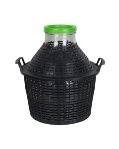 Glass decanter 15 L with plastic knitting