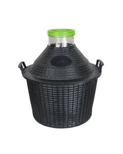 Glass decanter 25 L with plastic knitting