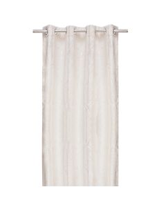 Perde e plotë me unaza, 100% poliestër, jacquard, krem, 140x260 cm