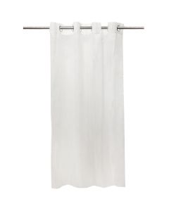 Perde e hollë me unaza, 80% poliestër dhe 20% pambuk, e bardhë, 140x260 cm