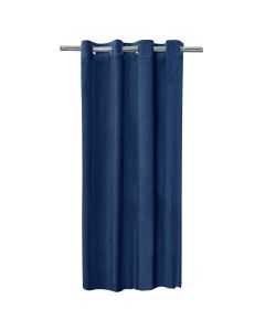 Perde e plotë Velvet me unaza, 100% poliestër, blu, 140x260 cm