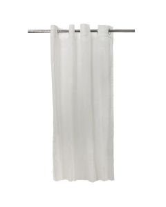 Perde e hollë me unaza, 90% poliestër dhe 10% pambuk, e bardhë, 140x260 cm