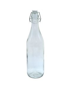 Bottle with hermetic clip, glass, transparent, Dia. 8.7 x  H. 31.7 cm