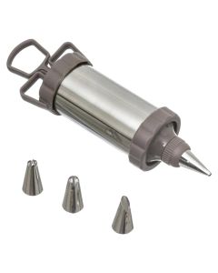 Filling syringe for cakes, stainless steel, silver, Dia. 5.5 x  H. 20 cm