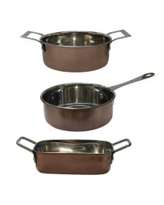 Frying pan, stainless steel, silver/copper, Dia. 10 x  H. 14 cm