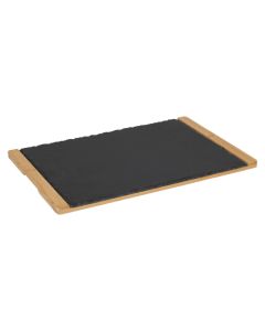 Serving tray, bamboo, natural/black, 45 x 30 x  H. 1.5 cm