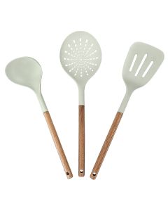Set of cooking spoons and forks, wood, natural, 9 x 8 x  H. 32 cm