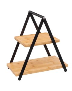 Serving accessory, metallic/bamboo, black/natural, 28 x 15.6 x  H. 29.3 cm