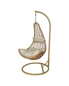 Lëkundëse, metal/ratan PE, strukture bezhe, shilte bezhe, kosh L126xW83xD70 cm , H200 cm