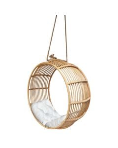 Lekundese, rattan, ngjyre natyrale, shilte e bardhe, W120xD60xH120 cm