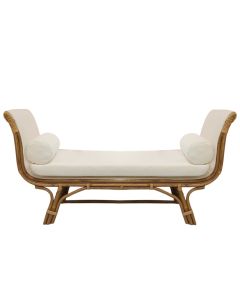 Stol ne jastek anesor, rattan, ngjyre natyrale, shilte e bardhe, W150xD50xH80 cm