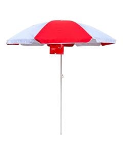 Beach umbrella, metal/polyester, red/white color, D180 cm x H 200 cm