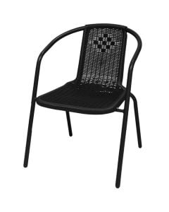 Armchair, metal frame/PP weave, black color, W55xD59xH72cm