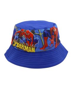 Kapele verore per femije me motive Spidermen, pambuk, ngjyre blu me te kuqe