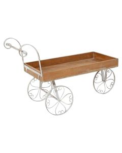 Decorative cart, cast iron, white with white and brown, L80xW33xH51 cm