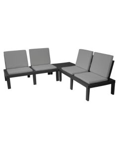 Set 4 kolltuk tek + tavoline, Molok, PP, karrige 65x65x70 cm, tavoline 65x65x32 cm, ngjyre anthracite