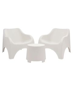 Set 2 kolltuk tek + tavoline, Cloud, PP, karrige 79.5x81x76 cm, tavoline 46x40x38 cm, ngjyre e bardhe