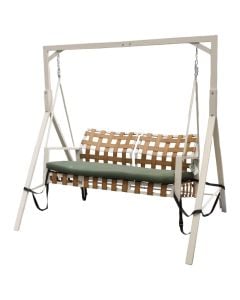 Lekundese per 3 persona, Kubu Bank, Strukture celiku+rattan sintetik, L171.00-W121.00-H169.00cm, ngjyre e bardhe me natyrale