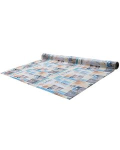 Mbulesë tavoline, PVC, e bardhë/blu, 140 cm