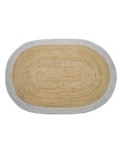 Oval shape carpet, 100% jute, beige, 120x170 cm