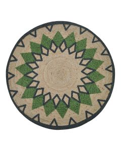 Rrugicë rrethore, 100% jute, bezhë/jeshile, Dia. 120 cm