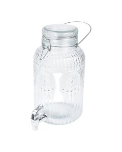 Kavanoz dispenser me rubinet, xham, transparente, 3.8 L / 21.5x16x29 cm