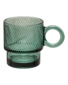Tea cup Lorene, glass
, green, 
30 cl / 12.5x8.3x9.2 cm