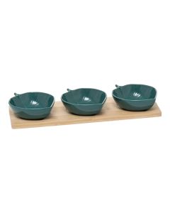 Antipasto bowl set, stoneware/bamboo
, natural/green, 
 32x11.5x1 cm
