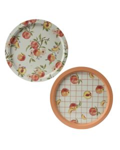 Serving plate with various designs, metal, multi, Dia. 32 x H 1.5 cm