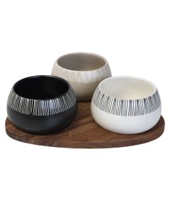 Antipasto bowl set, ceramic/acacia wood, acacia wood, 21 x 20 x H 5.5 cm