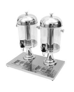 Double juice dispenser, stainless steel/plexiglass, silver/transparent, 10L / 56x35x H 58 cm