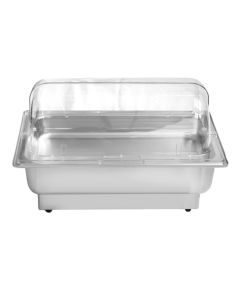 Rectangular bain-marie with lid, stainless steel/plexiglass, silver/transparent, 60x40x H 19 cm