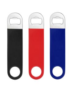 Bottle opener, metalic/silicon, assorted colors, 18.1 cm