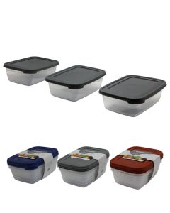 Cook&Keep storage container set (3 pieces), plastic, transparent/light blue, 3x1200 ml