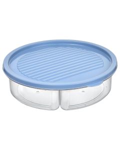Smart storage container with 3 parts, plastic, transparent/light blue, 1200 ml