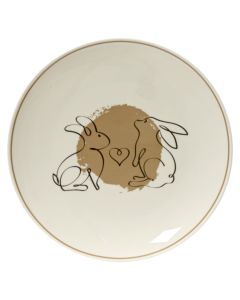 Pjatë ëmbëlsire, porcelan, e bardhë/kafe, Dia. 20.3 x H 2 cm