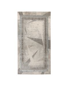 Rug Elit, shinny polyester, cream/light blue, 80x150 cm