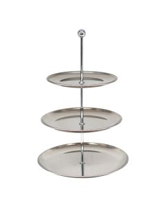 Stand with 3 layers, stainless steel, silver, Dia. 16/20.5/25 x H 36.5 cm