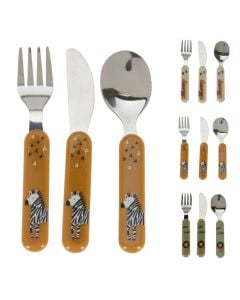 Set servirje lugë pirunj për fëmijë (PK3), inoks, shumëngjyrësh, 14 cm