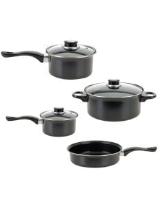 Set tenxheresh (4 copë + 3 kapak qelqi), hekur, gri, Dia. 16/18/22cm