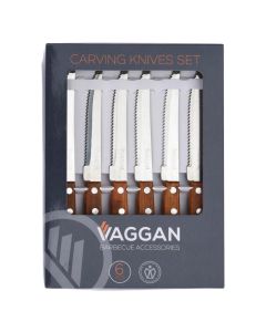 Set of steak knives (Pck 6), stainless steel, grey/brown, 21 cm