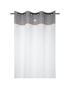 Perde e hollë me unaza Candice,  100% pambuk, e bardhë, 140x260 cm