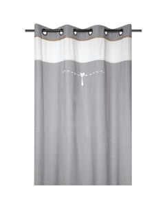 Perde e plotë me unaza Candice,  100% pambuk, gri, 140x260 cm