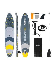Paddle board, Rebel Active Grey, 335x84x15 cm, Eva 3 mm, 12-15 PSI, includes pump, paddle, bag, leg strap