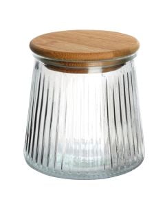 Conservation jar with lid, glass/bamboo, transparent/natural, 680 ml / Dia. 11 x H 11 cm